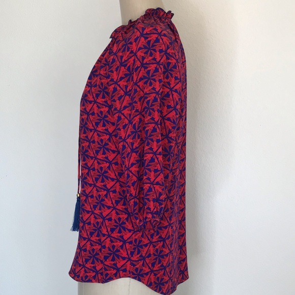 Elorie XS red blue silk blouse - Picture 5 of 8